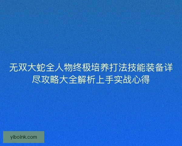 无双大蛇全人物终极培养打法技能装备详尽攻略大全解析上手实战心得